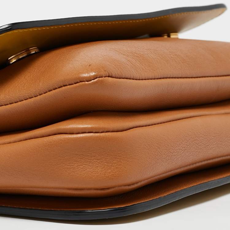 Pre Owned Marni Mustard/Brown Leather Metal Top Handle Bag