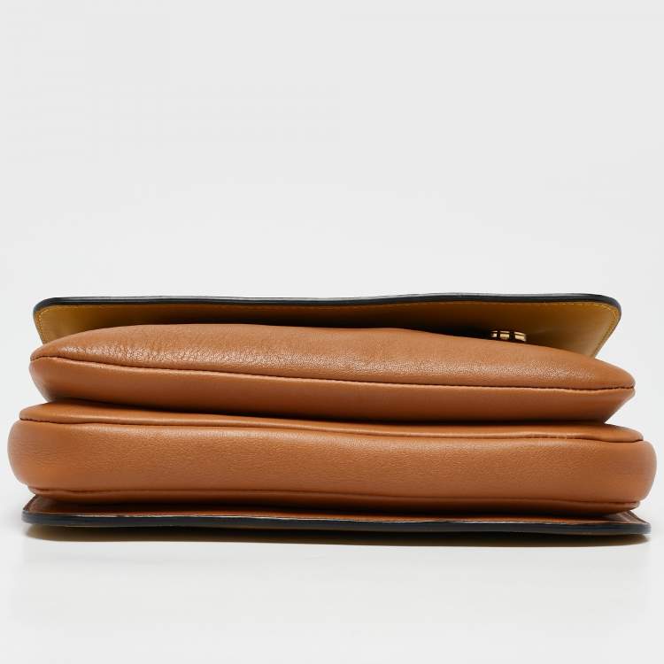 Pre Owned Marni Mustard/Brown Leather Metal Top Handle Bag