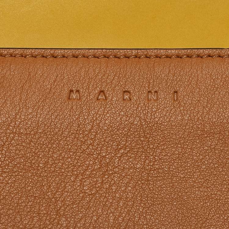 Pre Owned Marni Mustard/Brown Leather Metal Top Handle Bag