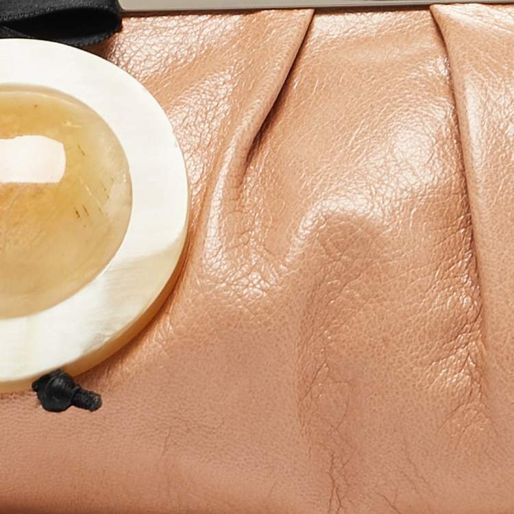 Pre Owned Marni Brown Leather Embellished Frame Clutch