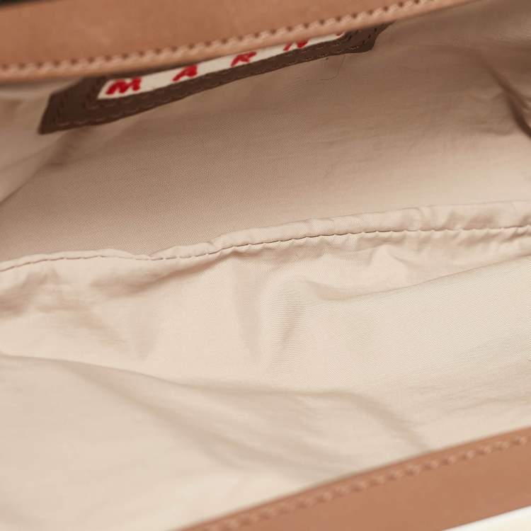Pre Owned Marni Brown Leather Embellished Frame Clutch