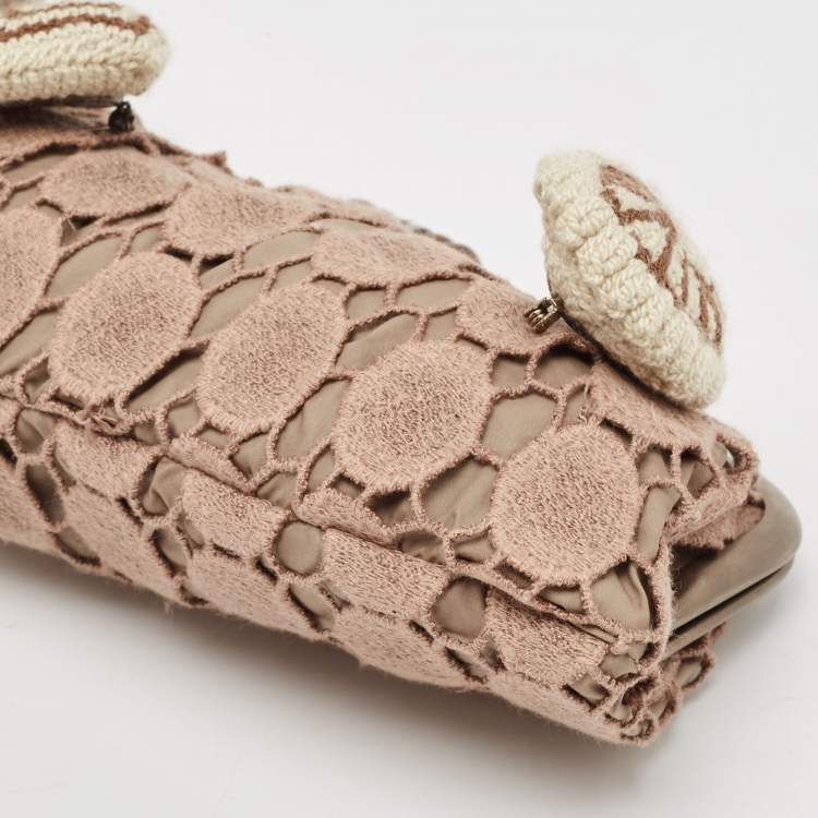 Pre Owned Marni Dusty Pink Crochet Embellished Frame Clutch