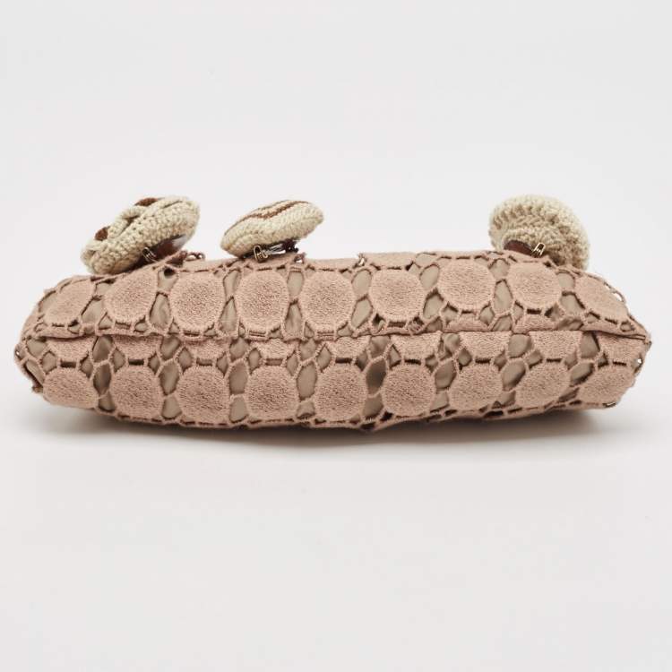 Pre Owned Marni Dusty Pink Crochet Embellished Frame Clutch