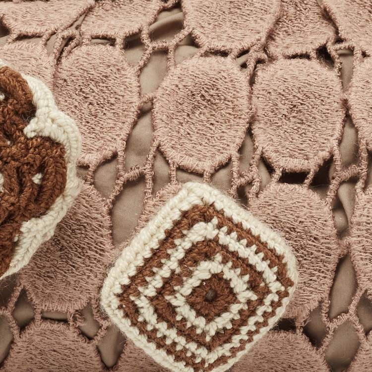 Pre Owned Marni Dusty Pink Crochet Embellished Frame Clutch
