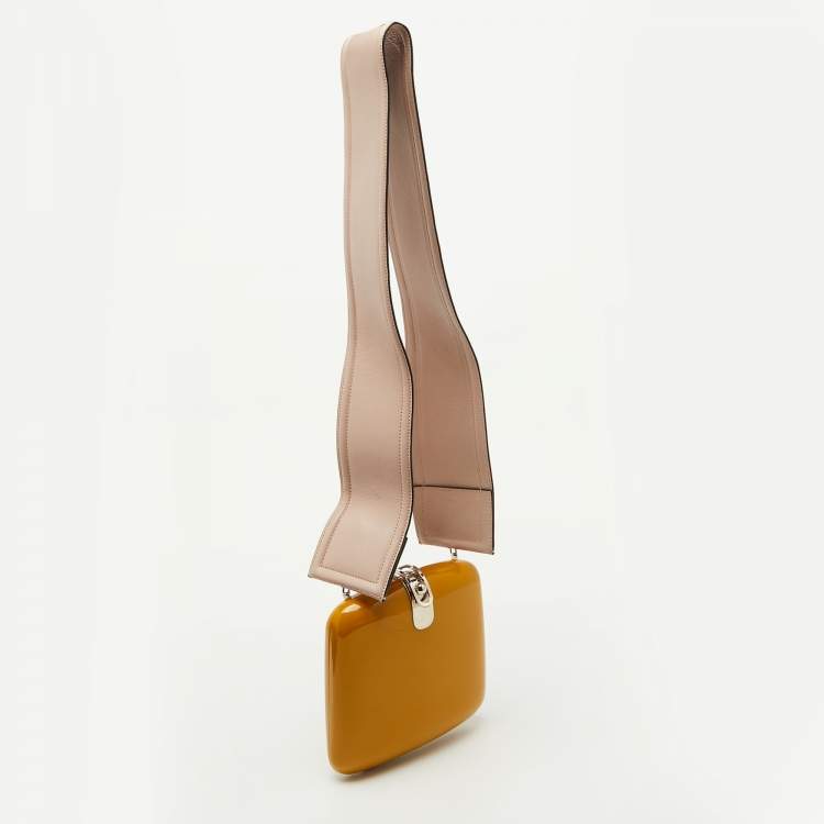 Pre Owned Marni Ocra Yellow Acrylic Boite Clutch Shoulder Bag