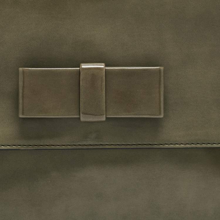 Pre Owned Marni Olive Green Glossy Leather Bow Clutch