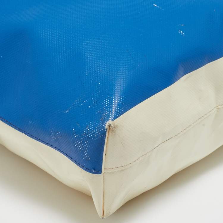 Pre Owned Marni Blue/Cream Coated Nylon Tribeca Tote