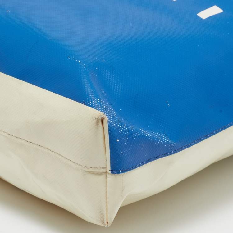 Pre Owned Marni Blue/Cream Coated Nylon Tribeca Tote