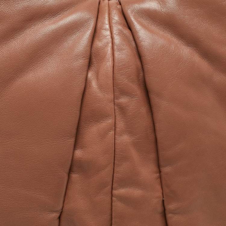 Pre Owned Marni Beige Ruched Leather Side Zip Hobo