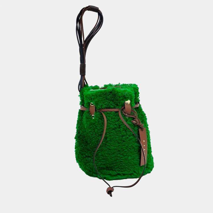 Pre Owned Marni Green Shearling Fur Marni Green Fur shearling tote bag