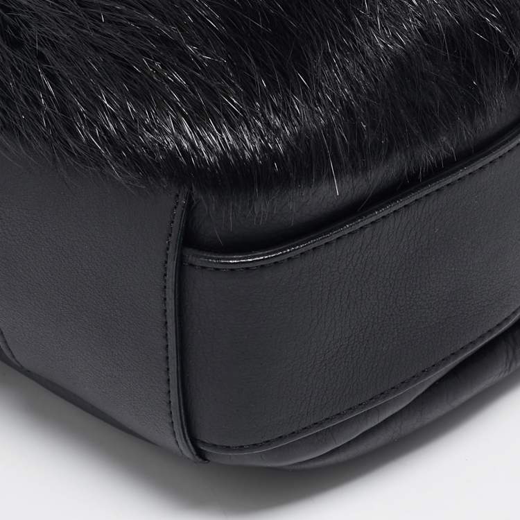 Pre Owned Marni Black Nutria Fur and Leather Messenger Bag