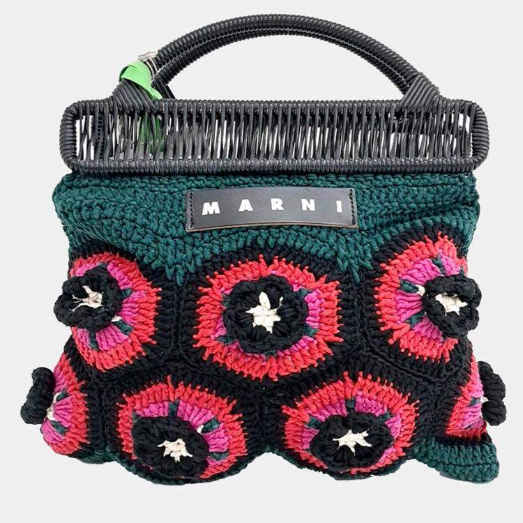 Pre Owned Marni Multicolor Fabric Knit Market Bag