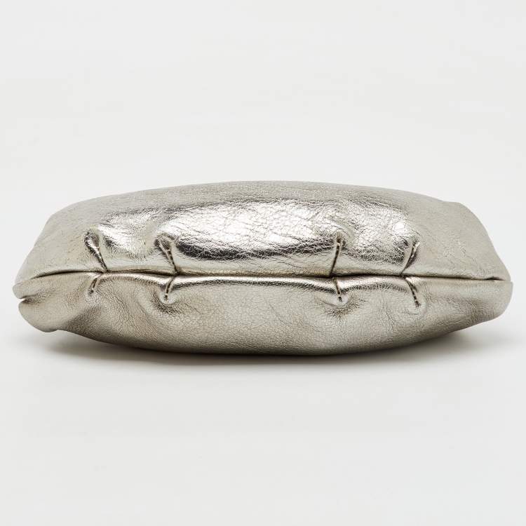 Pre Owned Marni Silver Leather Twisted Lock Clutch