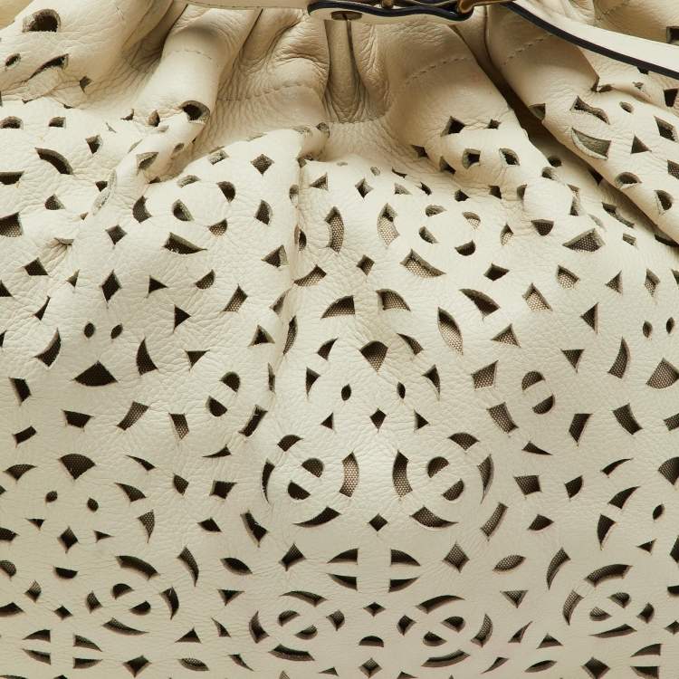Pre Owned Marni Off White Leather Cutout Oversized Shoulder Bag