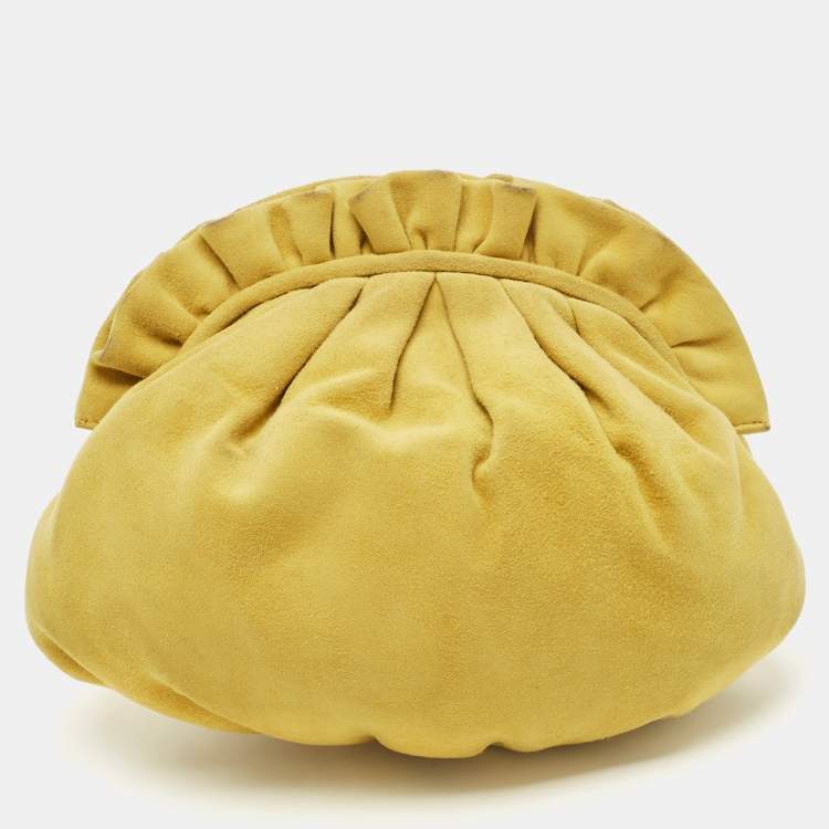 Pre Owned Marni Yellow Raffled Suede Pouch