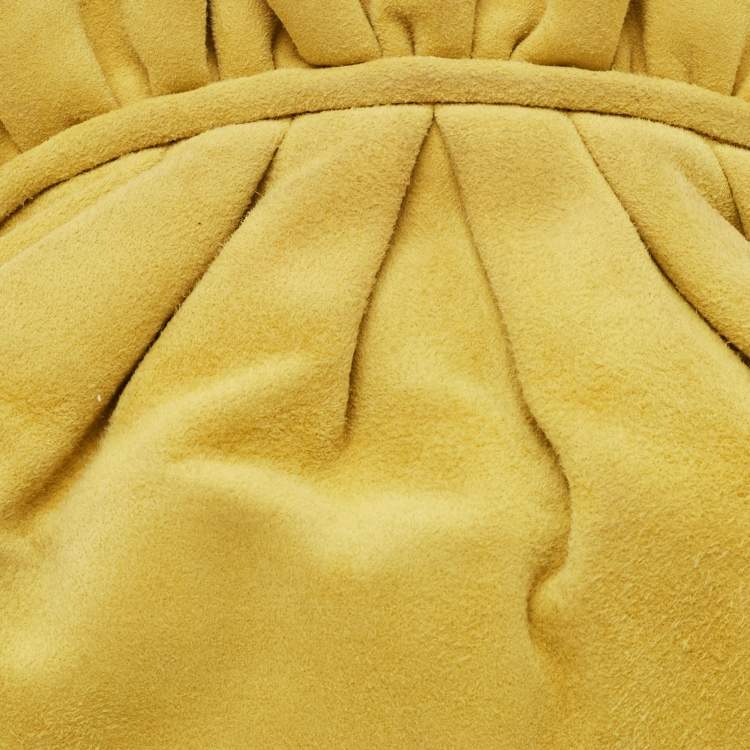 Pre Owned Marni Yellow Raffled Suede Pouch