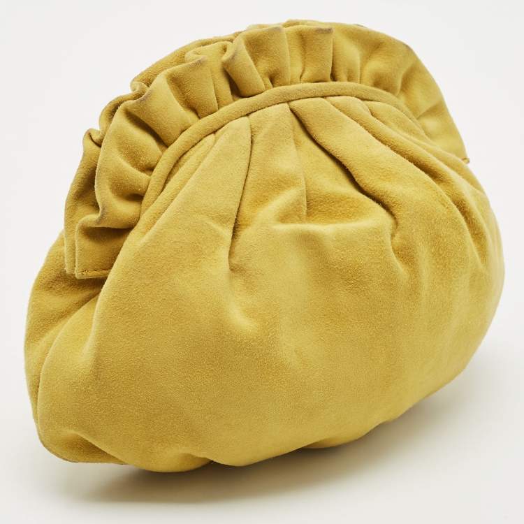 Pre Owned Marni Yellow Raffled Suede Pouch
