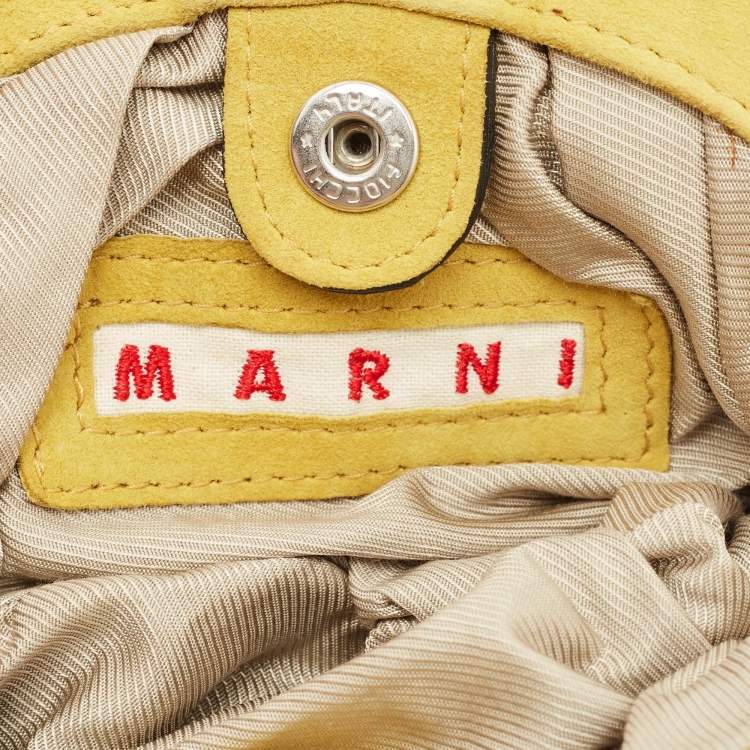 Pre Owned Marni Yellow Raffled Suede Pouch