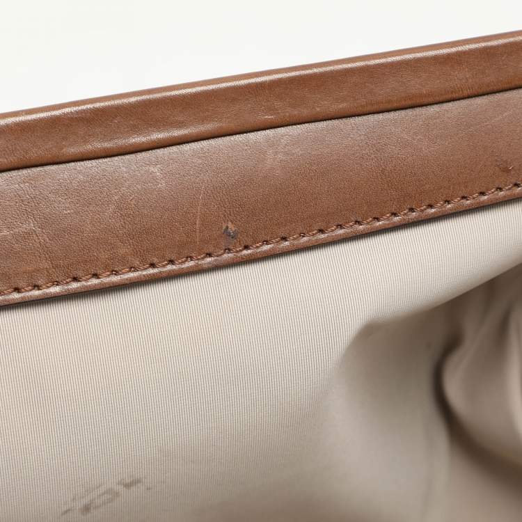 Pre Owned Marni Silver/Brown Leather Frame Clutch
