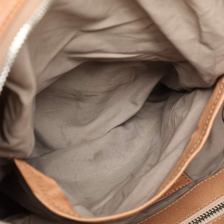 Pre Owned Marni Beige/Brown Leather Drawstring Satchel