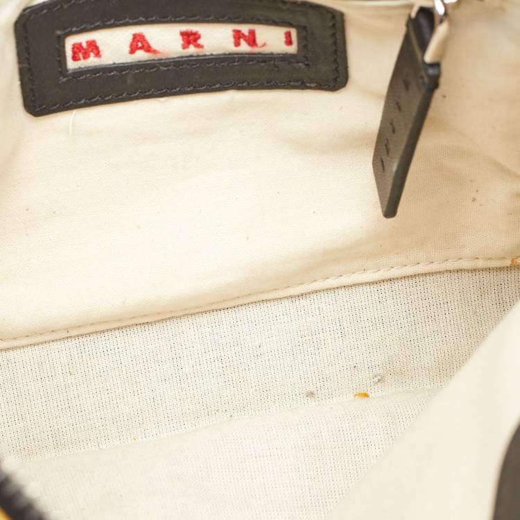 Pre Owned Marni Tri Color Canvas and Leather Wristlet Pouch