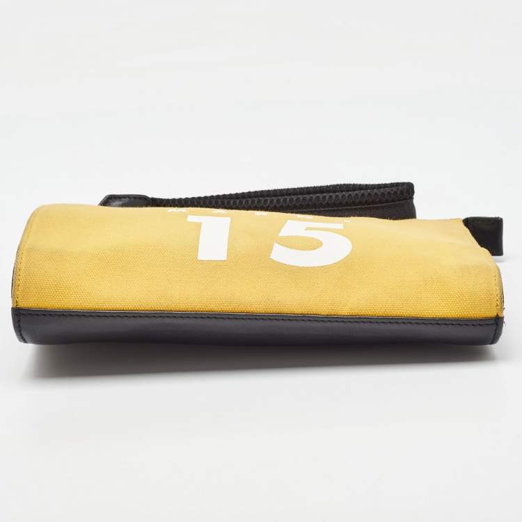 Pre Owned Marni Tri Color Canvas and Leather Wristlet Pouch