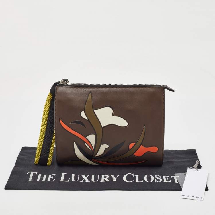Pre Owned Marni Multicolor Leather Zip Wristlet Pouch
