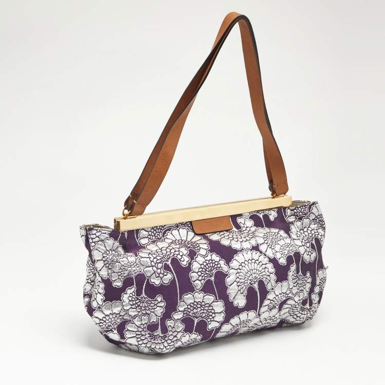 Pre Owned Marni Purple/Silver Fabric Embroidered Frame Shoulder Bag