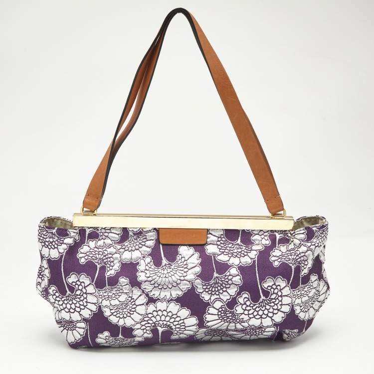 Pre Owned Marni Purple/Silver Fabric Embroidered Frame Shoulder Bag