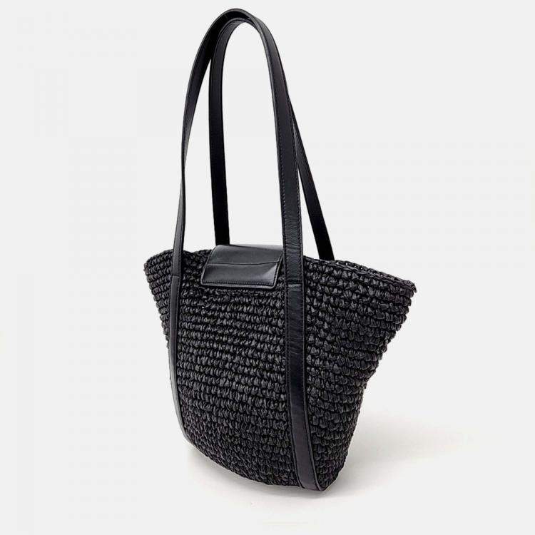 Pre Owned Marni Black Raffia Marni raffia-effect trunkaru beach bag