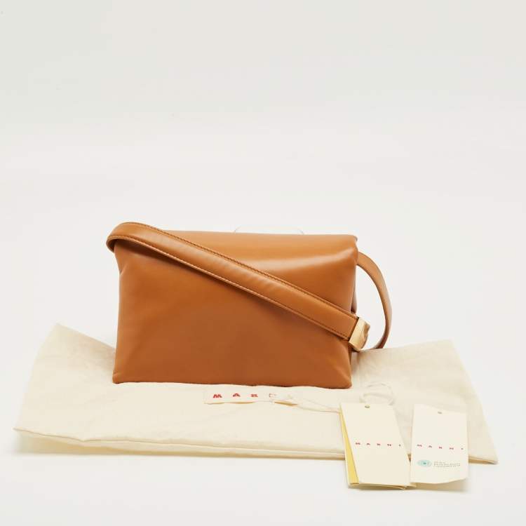 Pre Owned Marni Tan Leather Prisma Shoulder Bag