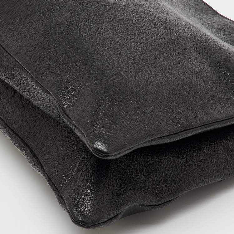 Pre Owned Marni Black Leather Oversized Foldover Frame Clutch