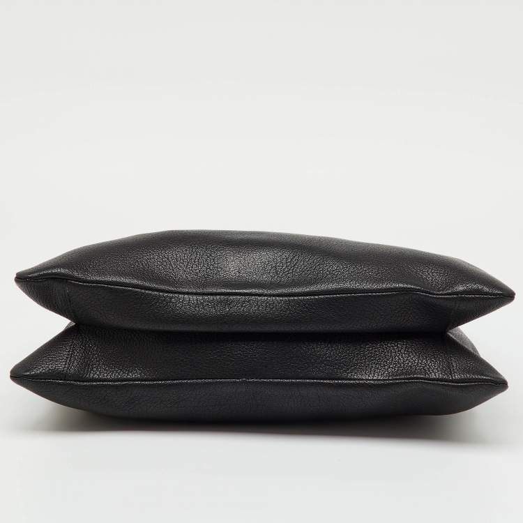 Pre Owned Marni Black Leather Oversized Foldover Frame Clutch