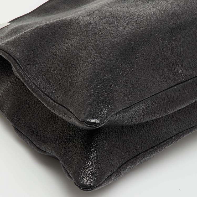 Pre Owned Marni Black Leather Oversized Foldover Frame Clutch