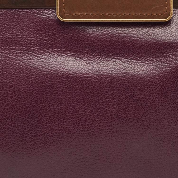 Pre Owned Marni Burgundy/Dark Brown Leather Frame Clutch