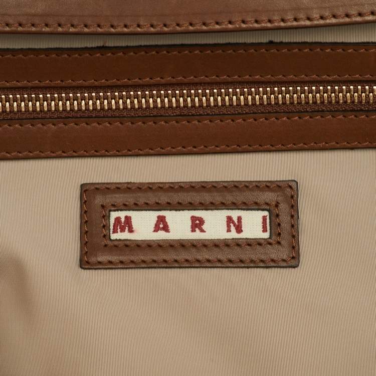 Pre Owned Marni Burgundy/Dark Brown Leather Frame Clutch