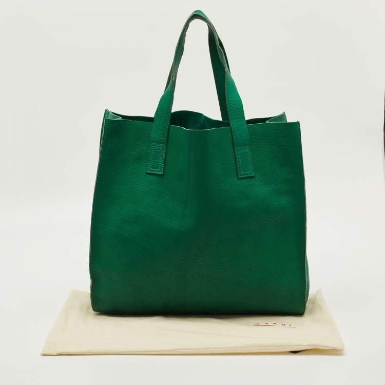 Pre Owned Marni Green Leather Vertical Tote