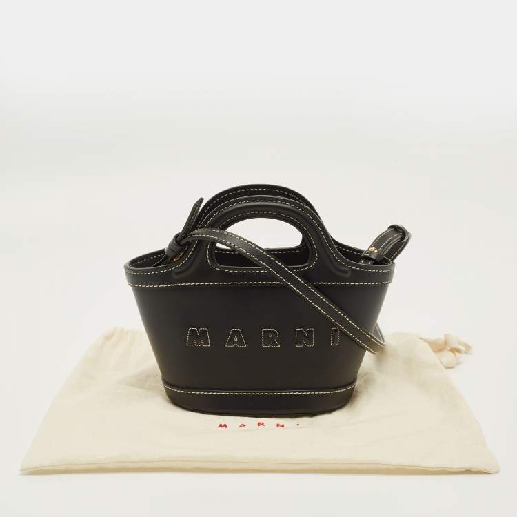 Pre Owned Marni Tropicalia Micro Black Leather Tote