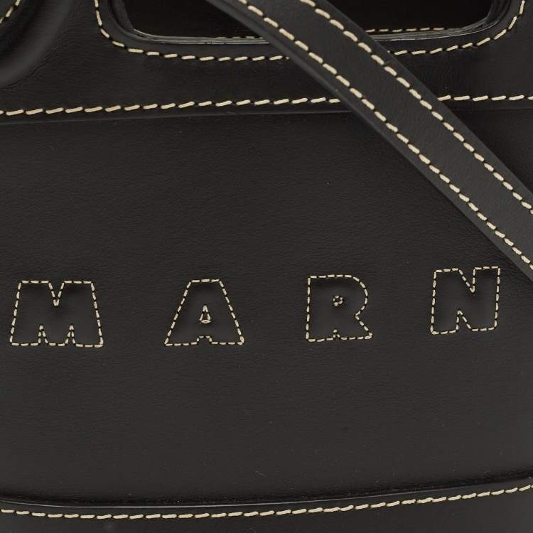 Pre Owned Marni Tropicalia Micro Black Leather Tote