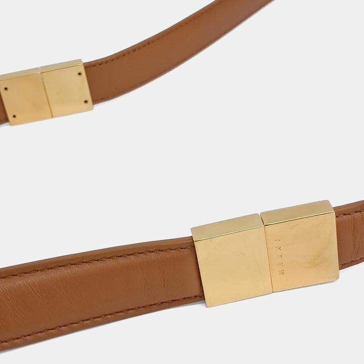 Pre Owned Marni Brown Leather Prisma Shoulder Bag Small