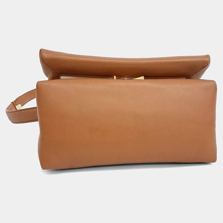 Pre Owned Marni Brown Leather Prisma Shoulder Bag Small