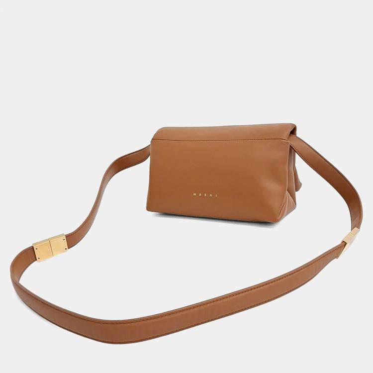Pre Owned Marni Brown Leather Prisma Shoulder Bag Small