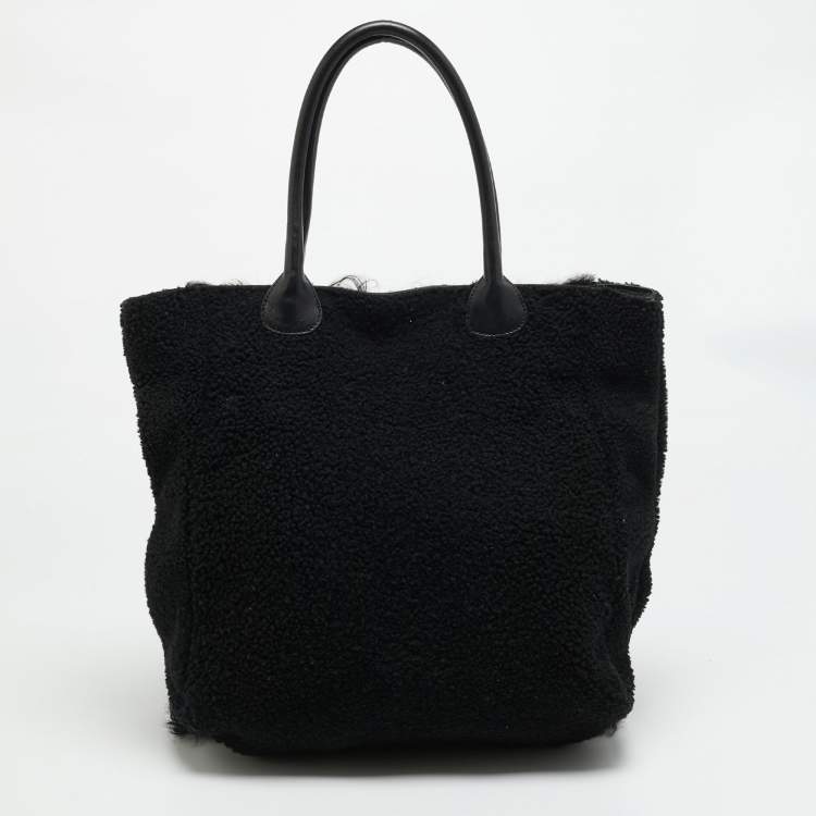 Pre Owned Marni Black Shearling and Fur Vertical Tote