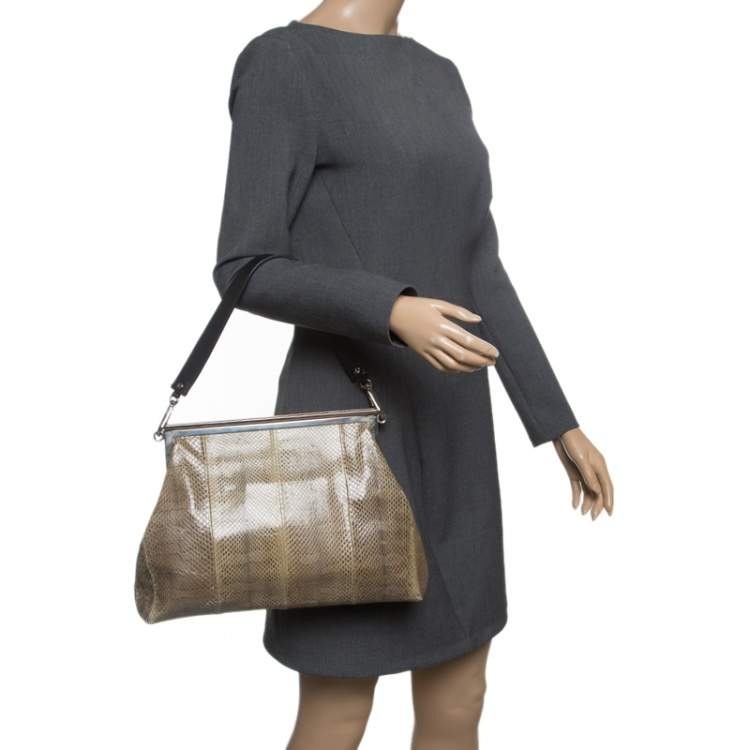 Pre Owned Marni Dark Grey Python Frame Bag