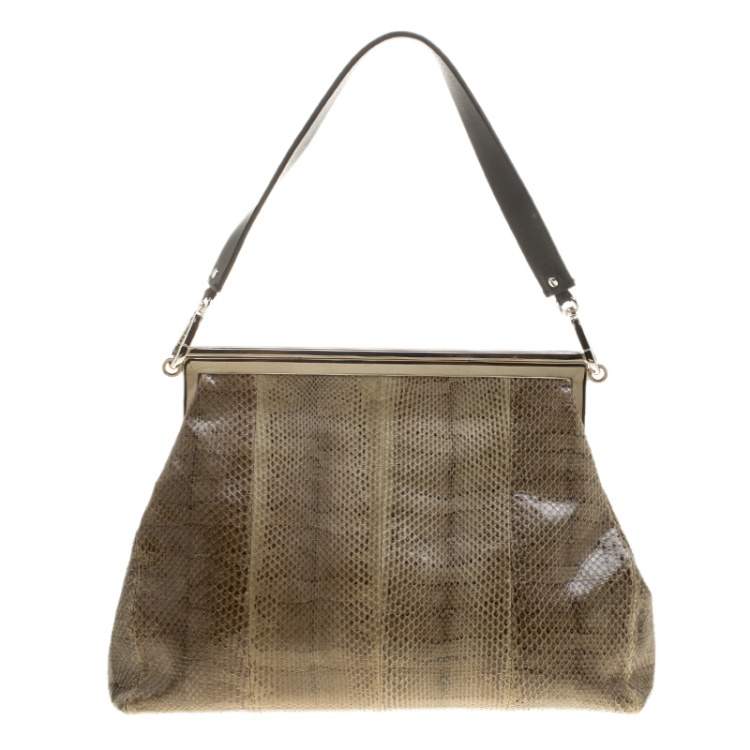 Pre Owned Marni Dark Grey Python Frame Bag