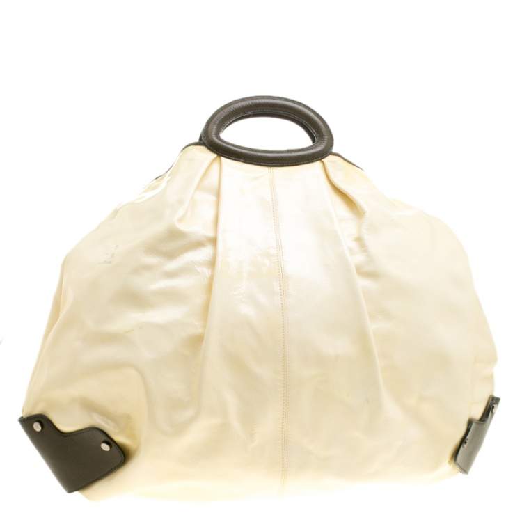 مملوكة مسبقًا Marni Cream Patent Leather Large New Balloon Hobo