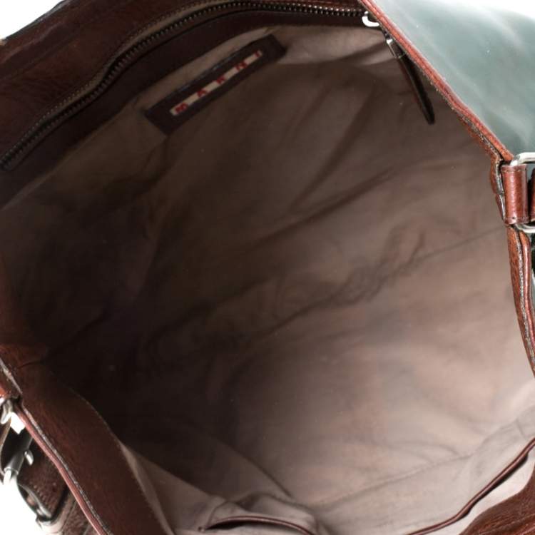 Pre Owned Marni Green/Brown Patent Leather New Balloon Hobo