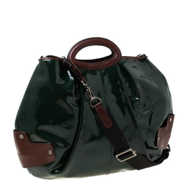 Pre Owned Marni Green/Brown Patent Leather New Balloon Hobo