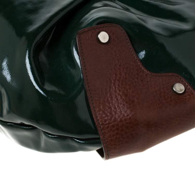 Pre Owned Marni Green/Brown Patent Leather New Balloon Hobo