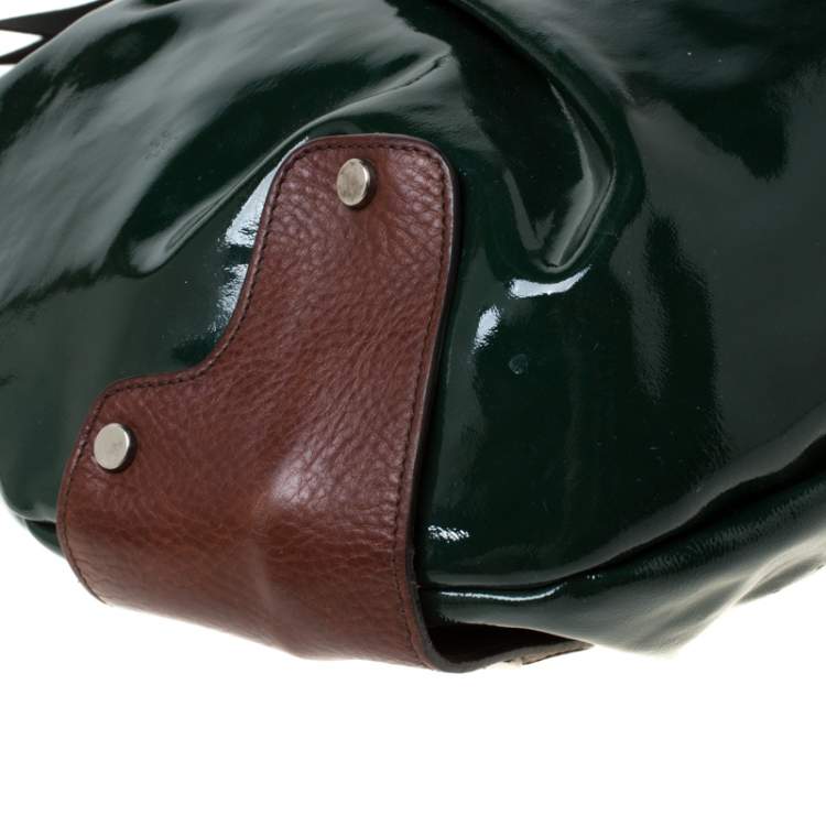 Pre Owned Marni Green/Brown Patent Leather New Balloon Hobo